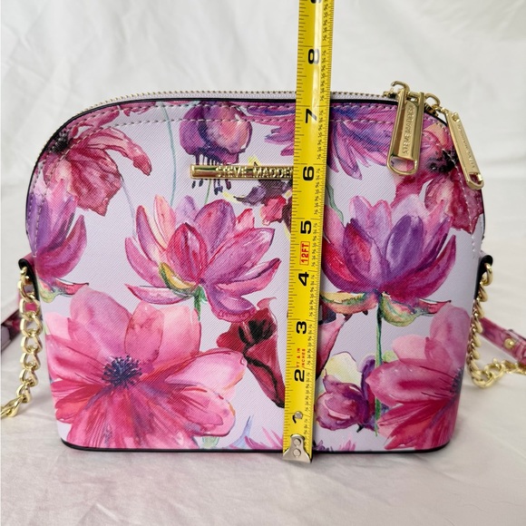 Steve Madden Purple Floral Tropical Print Dome Crossbody Purse - Picture 12 of 16